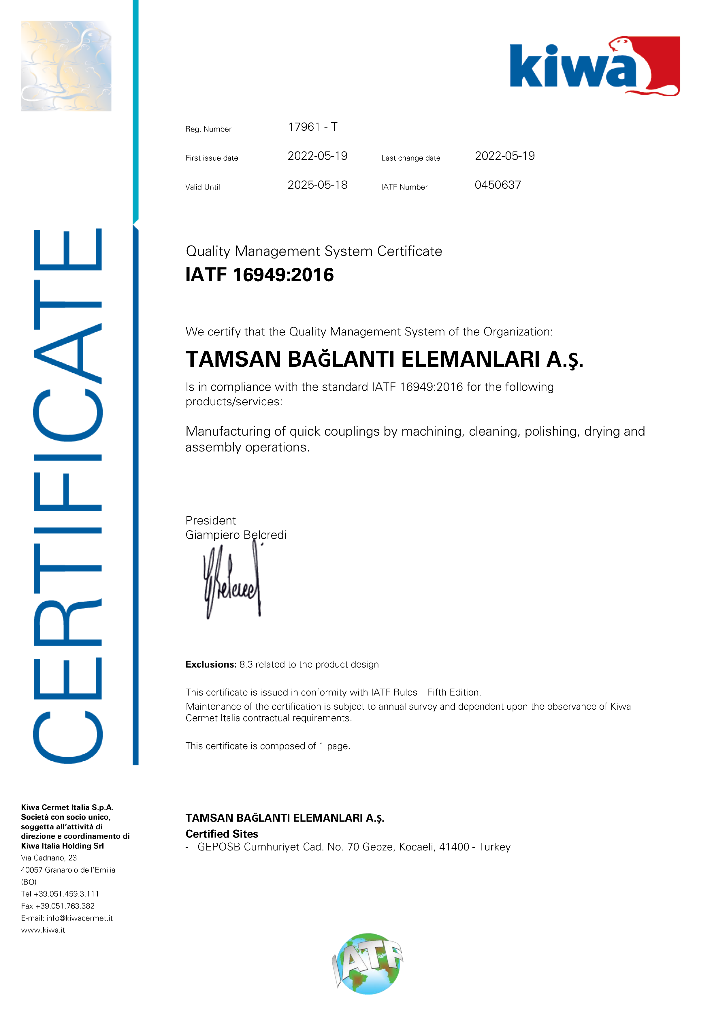 IATF 16949 <br>Sistema de Gestión de calidad automotriz