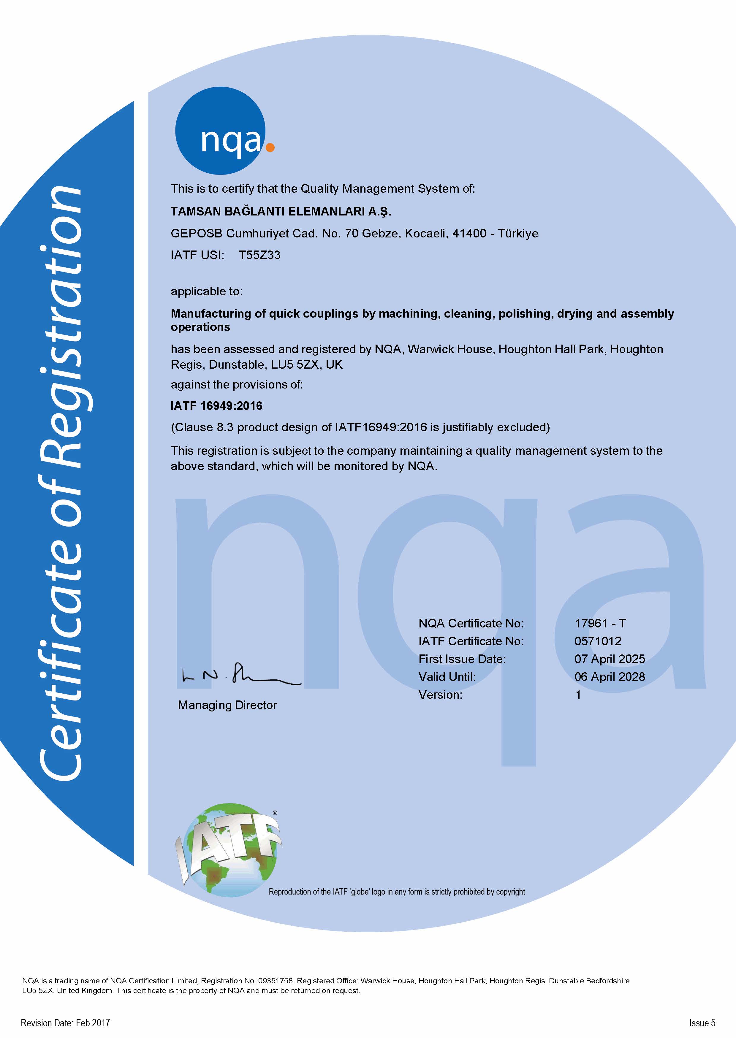 IATF 16949 <br> Automotive Kwaliteitsmanagementsysteem